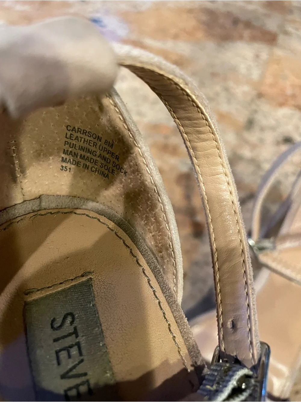 Steve Madden Beige Suede Ankle-Strap Block Heels